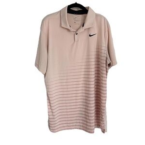Nike Dri-FIT Golf Polo Shirt Mens Large Pink Striped Standard Vapor CU9794-814